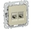 Розетка IEK FLITE 2-местная, компьютерная, RJ45, категория 6, STP РК6-2-1-ФлШ шампань FI-K21-2-K37 1