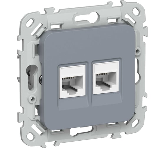 Розетка IEK FLITE 2-местная, компьютерная, RJ45, категория 6, UTP РК6-2-0-ФлМ маренго FI-K22-2-K35