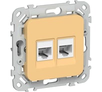 Розетка IEK FLITE 2-местная, компьютерная, RJ45, категория 6, UTP РК6-2-0-ФлЗ золотарник FI-K22-2-K90