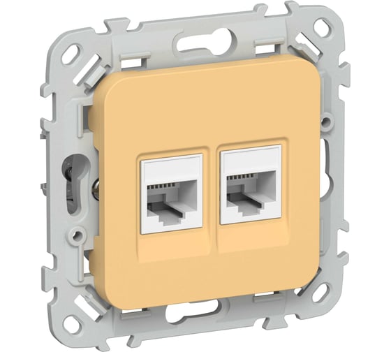 Розетка IEK FLITE 2-местная, компьютерная, RJ45, категория 6, UTP РК6-2-0-ФлЗ золотарник FI-K22-2-K90