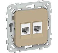 Розетка IEK FLITE 2-местная, компьютерная, RJ45, категория 6, UTP РК6-2-0-ФлХ хаки FI-K22-2-K59