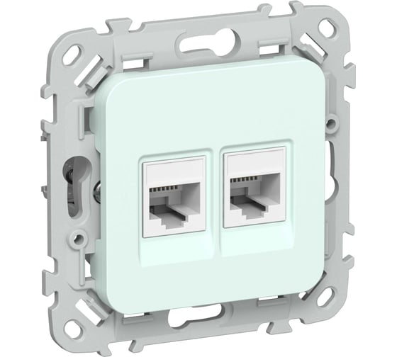 Розетка IEK FLITE 2-местная, компьютерная, RJ45, категория 5Е, UTP РК5е-2-0-ФлХЛ холодный лед FI-K22-1-K94