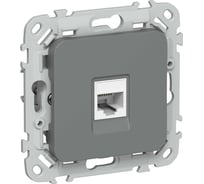Розетка IEK FLITE компьютерная, RJ45, категория 5Е, UTP РК5е-1-0-ФлМА мокрый асфальт FI-K12-1-K80