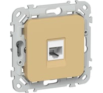Розетка IEK FLITE компьютерная, RJ45, категория 6, UTP РК6-1-0-ФлШм шамуа FI-K12-2-K89