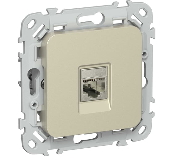 Розетка IEK FLITE компьютерная, RJ45, категория 6, STP РК6-1-1-ФлШ шампань FI-K11-2-K37