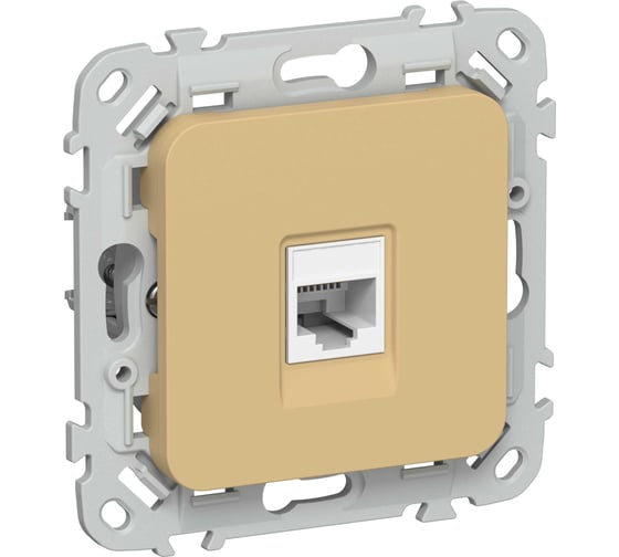 Розетка IEK FLITE компьютерная, RJ45, категория 5Е, UTP РК5е-1-0-ФлШм шамуа FI-K12-1-K89