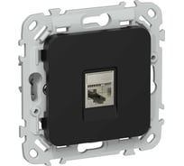 Розетка IEK FLITE компьютерная, RJ45, категория 6, STP РК6-1-1-ФлЧ черный FI-K11-2-K02
