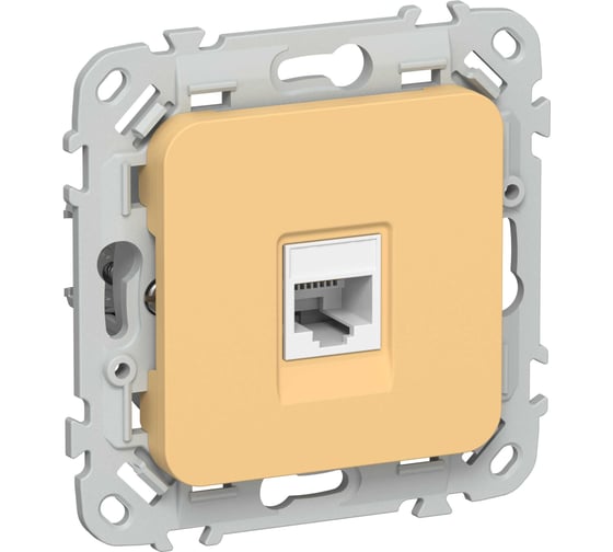 Розетка IEK FLITE компьютерная, RJ45, категория 6, UTP РК6-1-0-ФлЗ золотарник FI-K12-2-K90