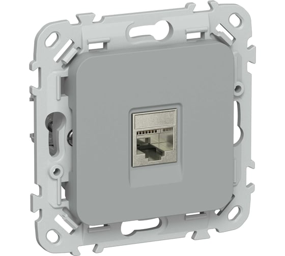 Розетка IEK FLITE компьютерная, RJ45, категория 6, STP РК6-1-1-ФлС серый FI-K11-2-K03