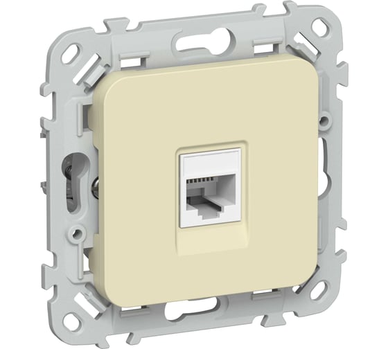 Розетка IEK FLITE компьютерная, RJ45, категория 6, UTP РК6-1-0-ФлН навахо FI-K12-2-K87
