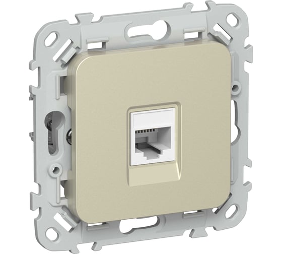 Розетка IEK FLITE компьютерная, RJ45, категория 6, UTP РК6-1-0-ФлШ шампань FI-K12-2-K37