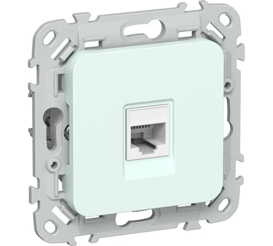 Розетка IEK FLITE компьютерная, RJ45, категория 6, UTP РК6-1-0-ФлХЛ холодный лед FI-K12-2-K94