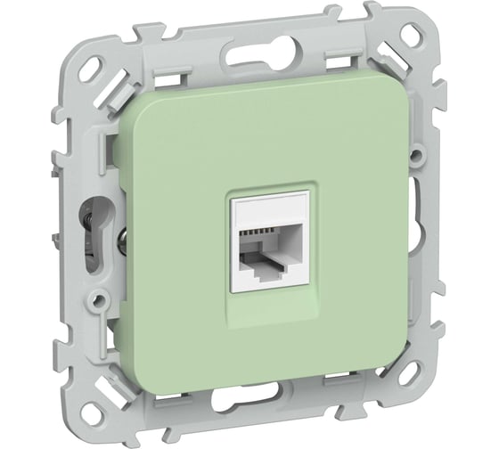 Розетка IEK FLITE компьютерная, RJ45, категория 6, UTP РК6-1-0-ФлФ фисташковый FI-K12-2-K93