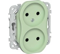 Розетка IEK FLITE 2-местная, без заземления, без защитных шторок, 10А РС02-0-ФлФ фисташковый FI-R20-10-K93