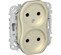 Розетка IEK FLITE 2-местная, без заземления, без защитных шторок, 10А РС02-0-ФлШ шампань FI-R20-10-K37