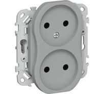 Розетка IEK FLITE 2-местная, без заземления, без защитных шторок, 10А РС02-0-ФлС серый FI-R20-10-K03