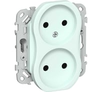 Розетка IEK FLITE 2-местная, без заземления, без защитных шторок, безвинтовое крепление 10А РС02-1-ФлХЛ холодный лед FI-R20-10-1-K94