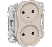 Розетка IEK FLITE 2-местная, без заземления, с защитными шторками, 10А РСш02-0-ФлЛ льняной FI-R23-10-K88