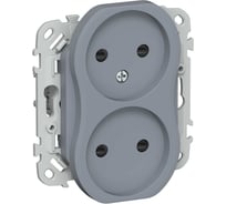 Розетка IEK FLITE 2-местная, без заземления, с защитными шторками, безвинтовое крепление 10А РСш02-1-ФлМ маренго FI-R23-10-1-K35