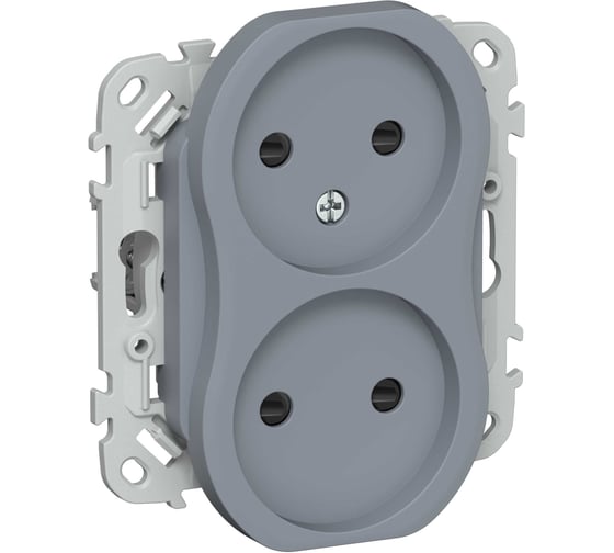 Розетка IEK FLITE 2-местная, без заземления, с защитными шторками, безвинтовое крепление 10А РСш02-1-ФлМ маренго FI-R23-10-1-K35