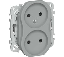 Розетка IEK FLITE 2-местная, без заземления, с защитными шторками, 10А РСш02-0-ФлС серый FI-R23-10-K03