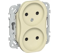 Розетка IEK FLITE 2-местная, без заземления, с защитными шторками, безвинтовое крепление 10А РСш02-1-ФлН навахо FI-R23-10-1-K87