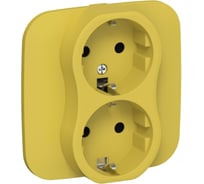 Розетка IEK FLITE 2-местная, с заземлением, без защитных шторок, 16А РС12-0-А-ФлЖК желтый карри FI-R21A-16-K44