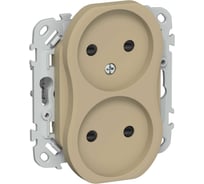 Розетка IEK FLITE 2-местная, без заземления, с защитными шторками, 10А РСш02-0-ФлХ хаки FI-R23-10-K59