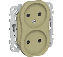 Розетка IEK FLITE 2-местная, без заземления, с защитными шторками, 10А РСш02-0-ФлО оливковый FI-R23-10-K26
