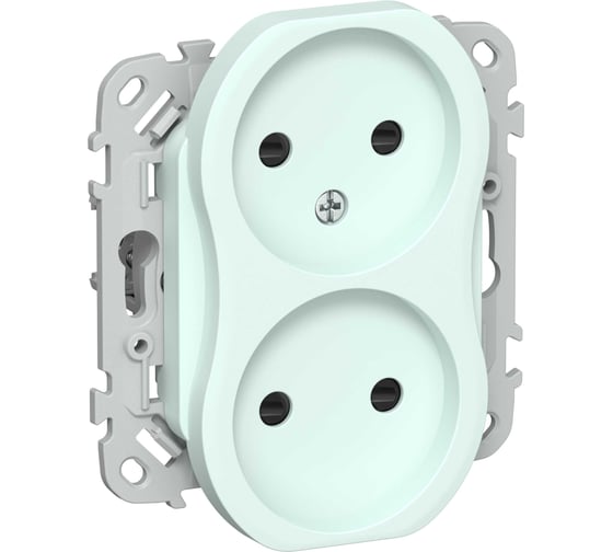 Розетка IEK FLITE 2-местная, без заземления, с защитными шторками, безвинтовое крепление 10А РСш02-1-ФлХЛ холодный лед FI-R23-10-1-K94
