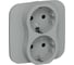 Розетка IEK FLITE 2-местная, с заземлением, без защитных шторок, 16А РС12-0-А-ФлС серый FI-R21A-16-K03 1