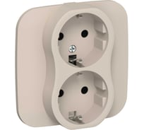 Розетка IEK FLITE 2-местная, с заземлением, без защитных шторок, 16А РС12-0-А-ФлЛ льняной FI-R21A-16-K88