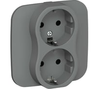 Розетка IEK FLITE 2-местная, с заземлением, без защитных шторок, безвинтовое крепление 16А РС12-1-А-ФлМА мокрый асфальт FI-R21A-16-1-K80