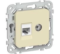 Розетка IEK FLITE 2-местная, RJ45/TV, категория 5Е, UTP РКТВ5е-2-0-ФлН навахо FI-AK22-1-K87