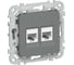 Розетка IEK FLITE 2-местная, RJ45/RJ11, категория 5Е/3, UTP РКТ5е/3-2-0-ФлМА мокрый асфальт FI-KT22-1-K80 1