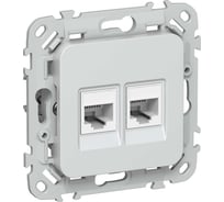 Розетка IEK FLITE 2-местная, RJ45/RJ11, категория 5Е/3, UTP РКТ5е/3-2-0-ФлЖ жемчуг FI-KT22-1-K36