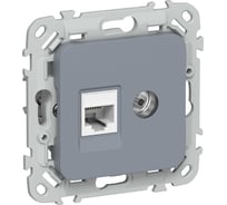 Розетка IEK FLITE 2-местная, RJ45/TV, категория 5Е, UTP РКТВ5е-2-0-ФлМ маренго FI-AK22-1-K35