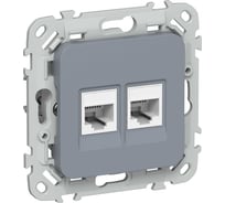 Розетка IEK FLITE 2-местная, RJ45/RJ11, категория 5Е/3, UTP РКТ5е/3-2-0-ФлМ маренго FI-KT22-1-K35