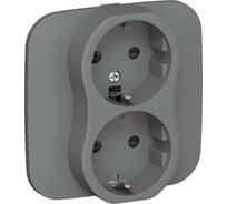 Розетка IEK FLITE 2-местная, с заземлением, с защитными шторками, 16А РСш12-0-А-ФлМА мокрый асфальт FI-R24A-16-K80