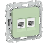 Розетка IEK FLITE 2-местная, RJ45/RJ11, категория 5Е/3, UTP РКТ5е/3-2-0-ФлФ фисташковый FI-KT22-1-K93