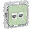 Розетка IEK FLITE 2-местная, RJ45/RJ11, категория 5Е/3, UTP РКТ5е/3-2-0-ФлФ фисташковый FI-KT22-1-K93 1