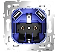 Механизм розетки с заземлением и защитными шторками Voltum S70 16А, с USB A+C VLS0405M