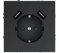 Розетка встраиваемая Voltum S70 с заземлением и защитными шторками, 16А, с USB, A+A, графит VLS040407