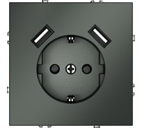 Розетка встраиваемая Voltum S70 с заземлением и защитными шторками, 16А, с USB, A+A, титан VLS040406