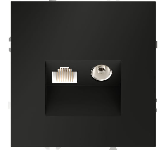 Розетка телевизионная встраиваемая Voltum S70 TV+RJ45 кат. 6, черный матовый VLS060708