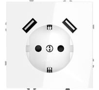 Розетка встраиваемая Voltum S70 с заземлением и защитными шторками, 16А, с USB, A+A, белый глянцевый VLS040401