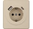 Розетка KRANZ ROUND одинарная, с заземлением, скрытая установка з/ш 16А с USB A+C быстрой зарядки 5В/3А шелк KR-78-0704-7 1