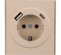 Механизм розетки KRANZ STRONG 1-м с/з, с защитными шторками 16А USB A+C 5В/3А шелк KR-78-0704-8