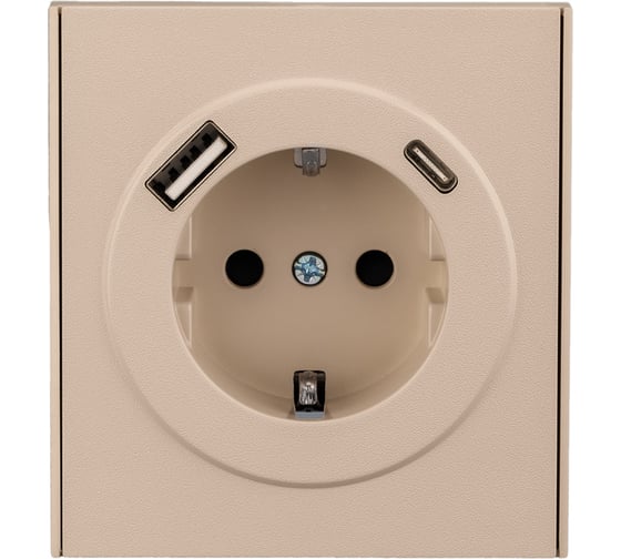 Розетка KRANZ STRONG одинарная, с заземлением, скрытая установка з/ш 16А с USB A+C быстрой зарядки 5В/3А шелк KR-78-0704-8