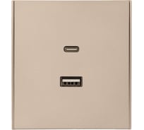Механизм розетки KRANZ STRONG USB-A+Type-C 3А с функцией быстрой зарядки шелк KR-78-0734-8